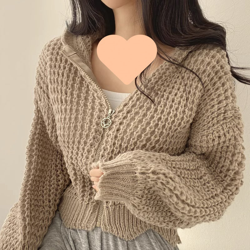 Damen bequeme Strickjacke mit sportlichem Reißverschluss und kuscheligem Material Drune