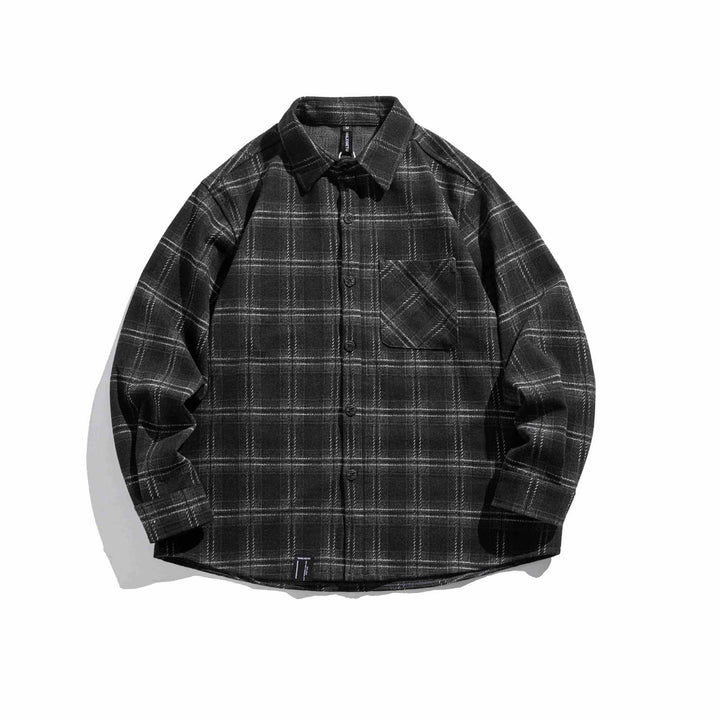 Herren Kariertes Overshirt aus flauschigem Twill mit Hemdkragen Drune