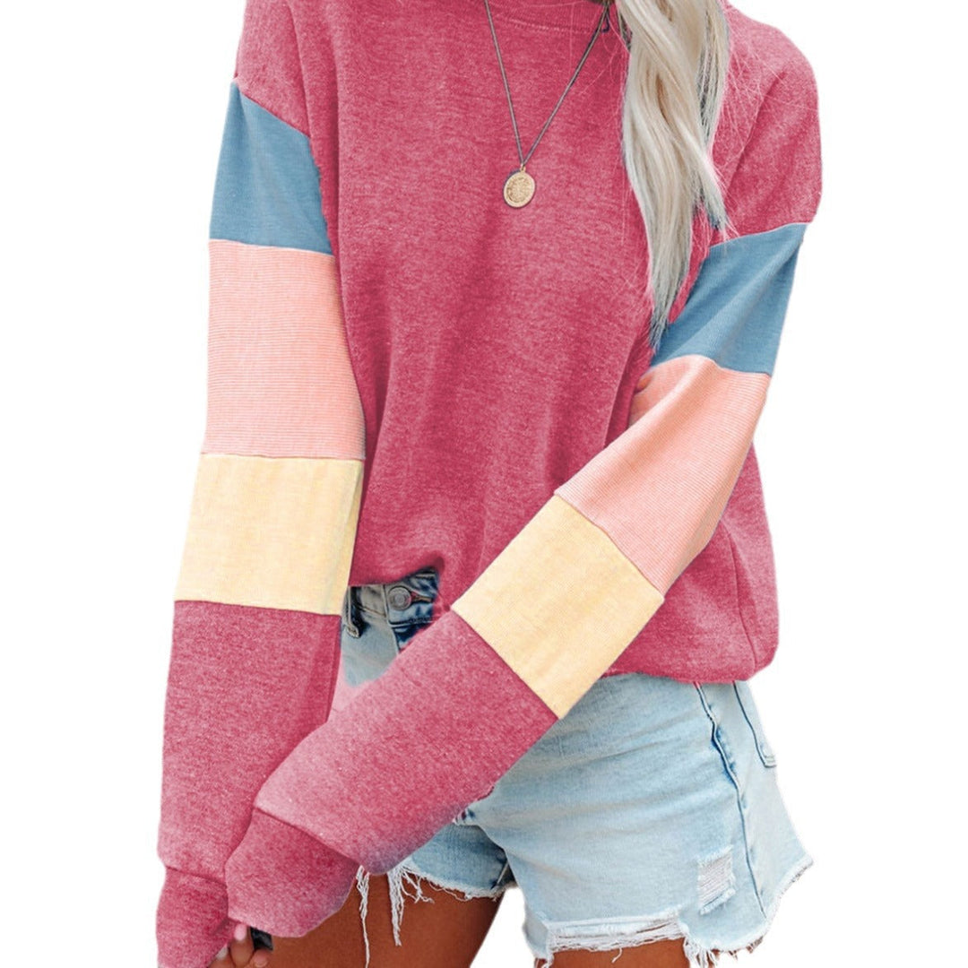 Damen Freizeitpullover mit buntem Ärmeldesign Drune
