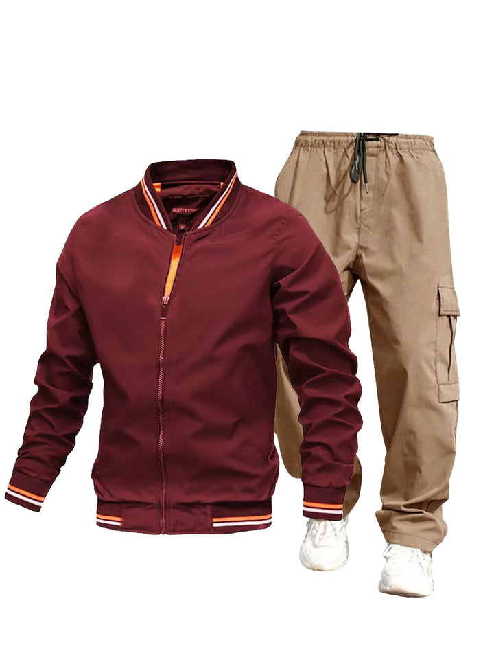 Herren Sportliche Jacke und Cargo-Hose Set Drune