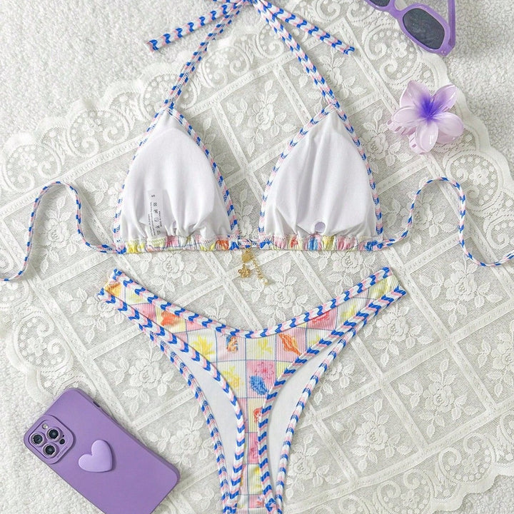 Damen Triangel-Bikini mit verspieltem Karomuster Drune