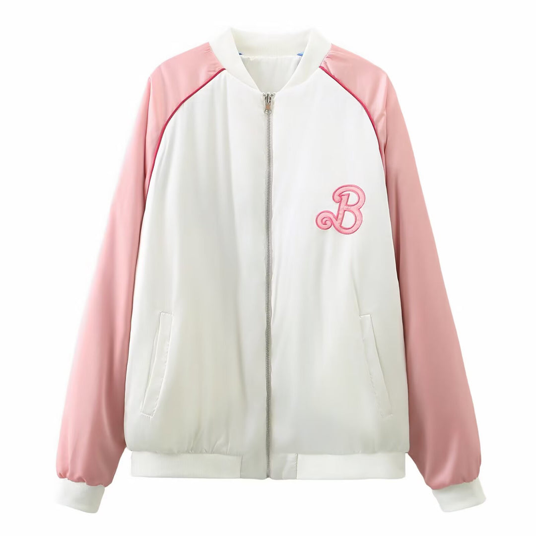 Damen College‑Bomberjacke mit Kontrastärmeln und gesticktem Monogramm Drune