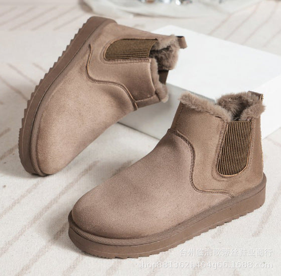 Damen Gefütterte Chelsea-Winterbooties mit elastischem Einsatz und Teddyfellfutter Drune