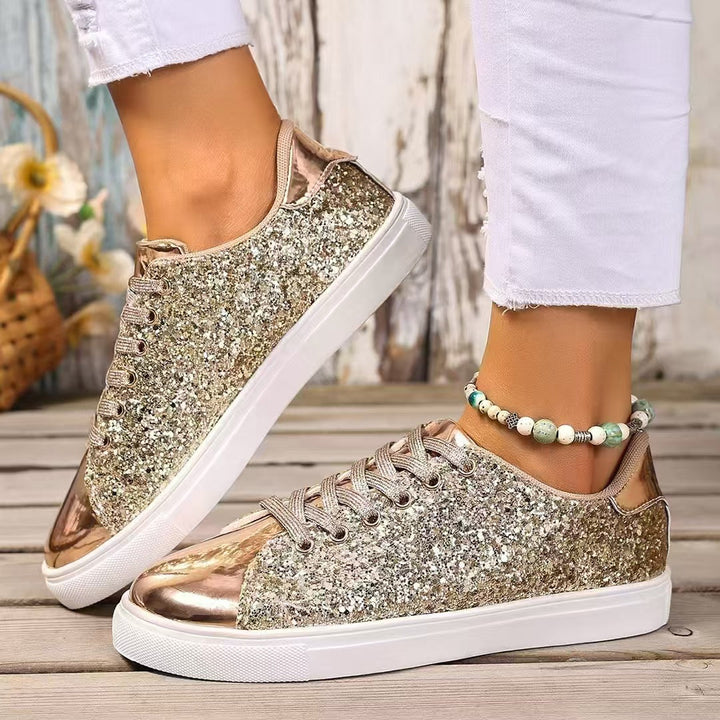 Damen Glitzernde Sneakers mit metallisch schimmerndem Obermaterial Drune
