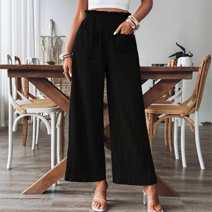 Damen Weitbeinige Hose mit elastischem Bund und praktischen Taschen Drune