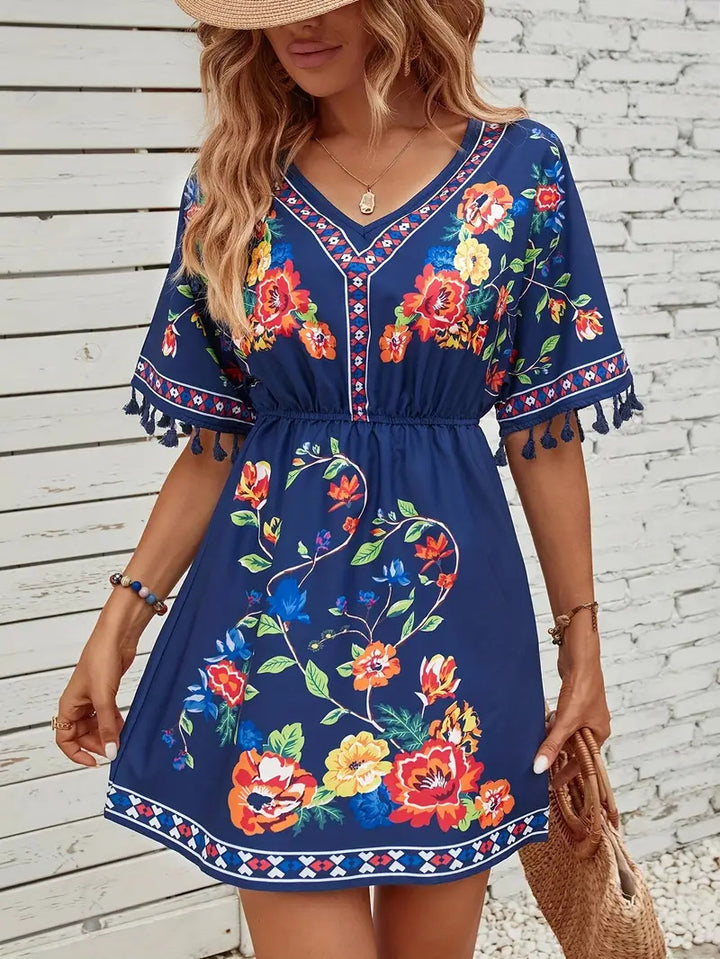 Damen elegantes und florales Sommerkleid Drune