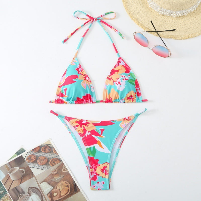 Damen Triangel-Bikini mit verspieltem floralem Design und verstellbaren Trägern Drune