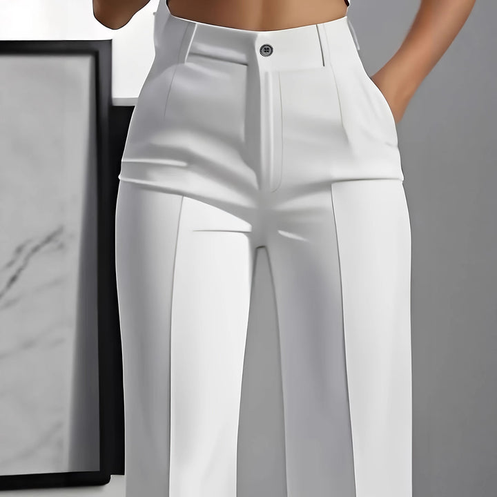 Damen Hochtaillierte Bundfalten‑Hose mit weitem Bein und Bügelfalte Drune