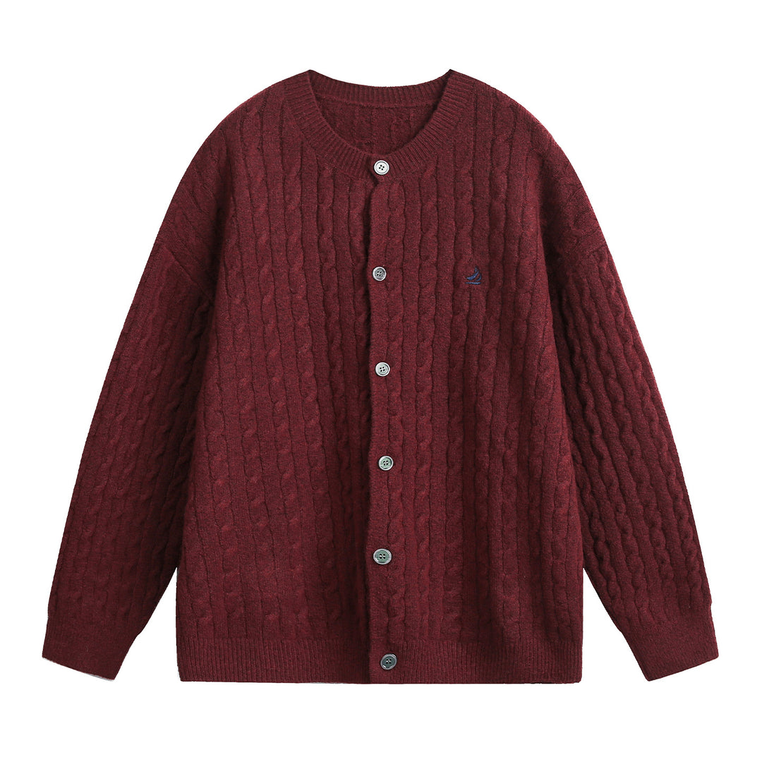 Damen Strickjacke im Flechtmuster mit Rundhals, Oversize-Schnitt und durchgehender Knopfleiste Drune