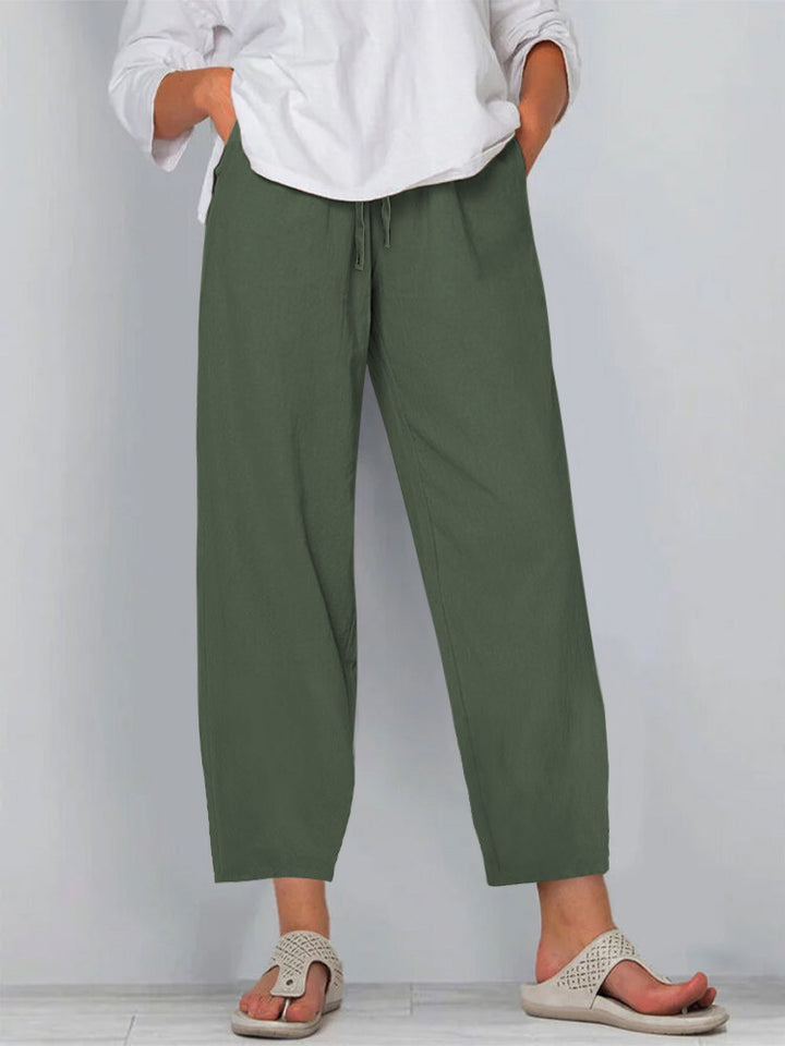Damen Relaxed Culotte-Hosen mit Kordelzug, Seitentaschen und Knöchellänge Drune
