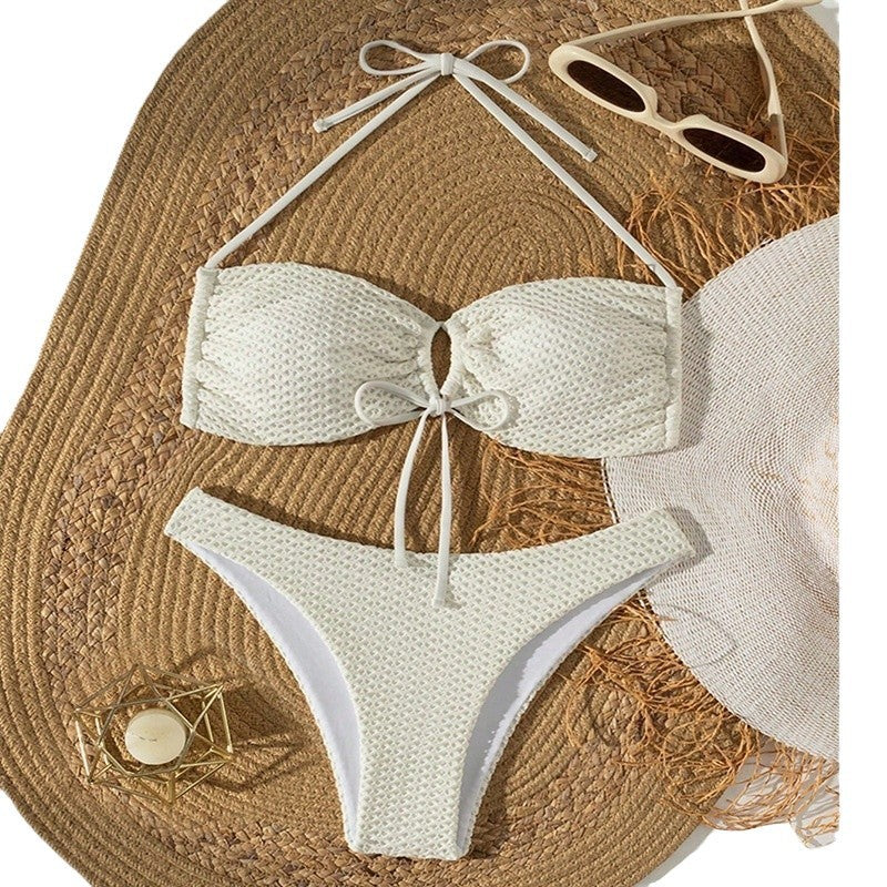 Damen Triangel-Bikini mit verstellbarem Kordelzug und strukturiertem Obermaterial Drune