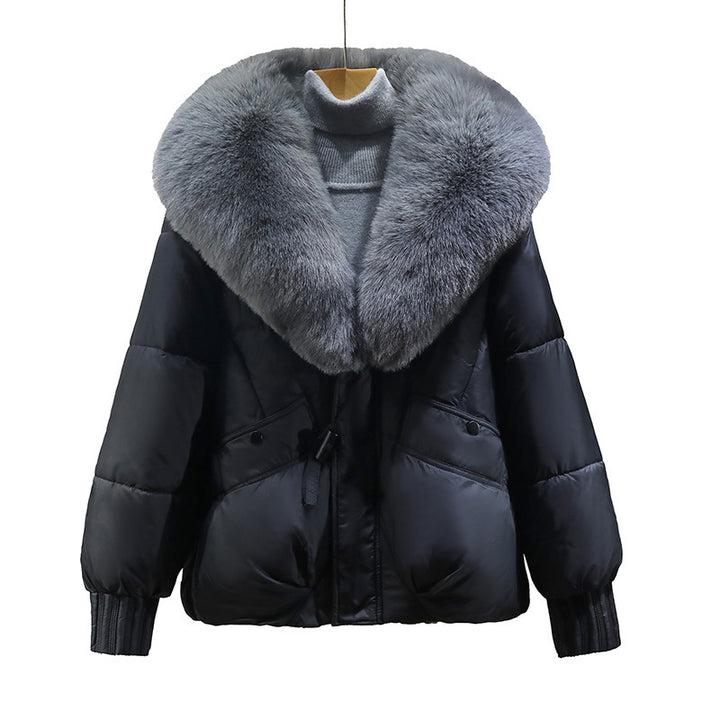 Damen Kurzsteppjacke im Boxy‑Cut mit extra breitem Schalkragen aus Kunstfell und Rippbündchen Drune