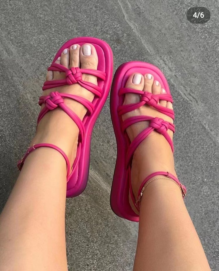 Damen Komfort Sandalen mit geflochtenem Riemen-Design und verstellbarem Knöchelriemen Drune
