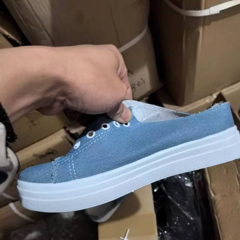 Damen Backless Denim-Slip-On Sneaker mit Schnürdetail und gepolstertem Fußbett Drune