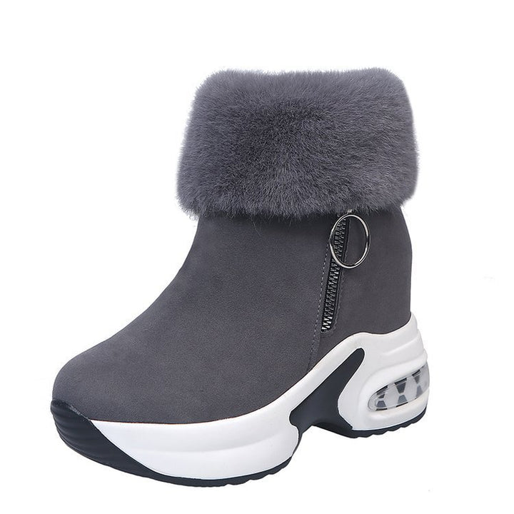 Damen Keilabsatz-Sneaker-Stiefelette mit Teddy-Kragen und Reißverschluss Drune