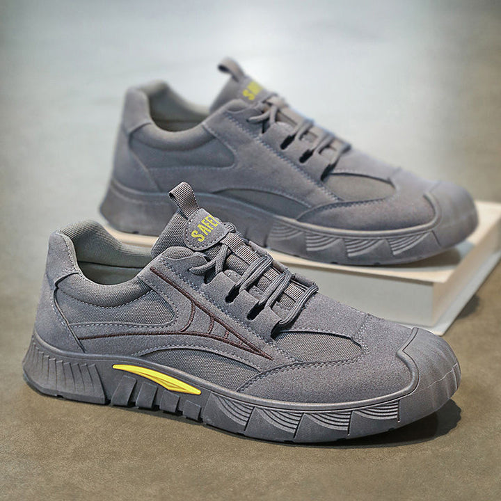 Herren Robust-gepolsterter Retro-Trail-Sneaker aus Velours- und Mesh-Mix mit auffälliger Profillaufsohle Drune