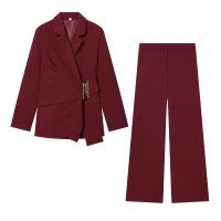 Damen 100+ weite High‑Waist Palazzo‑Hose mit cleanem Frontabschluss und Bügelfalte Drune