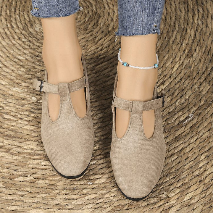 Damen Komfort-Keilabsatz-Ballerina aus Veloursleder Drune