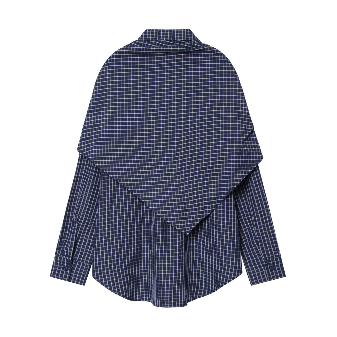 Damen Karo-Bluse mit Knotendetail und Oversize-Schnitt Drune