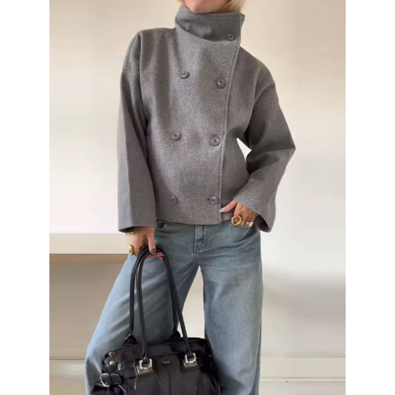 Drune | Trenchcoat Kurz Übergröße Wolltrenchcoat Damenjacke