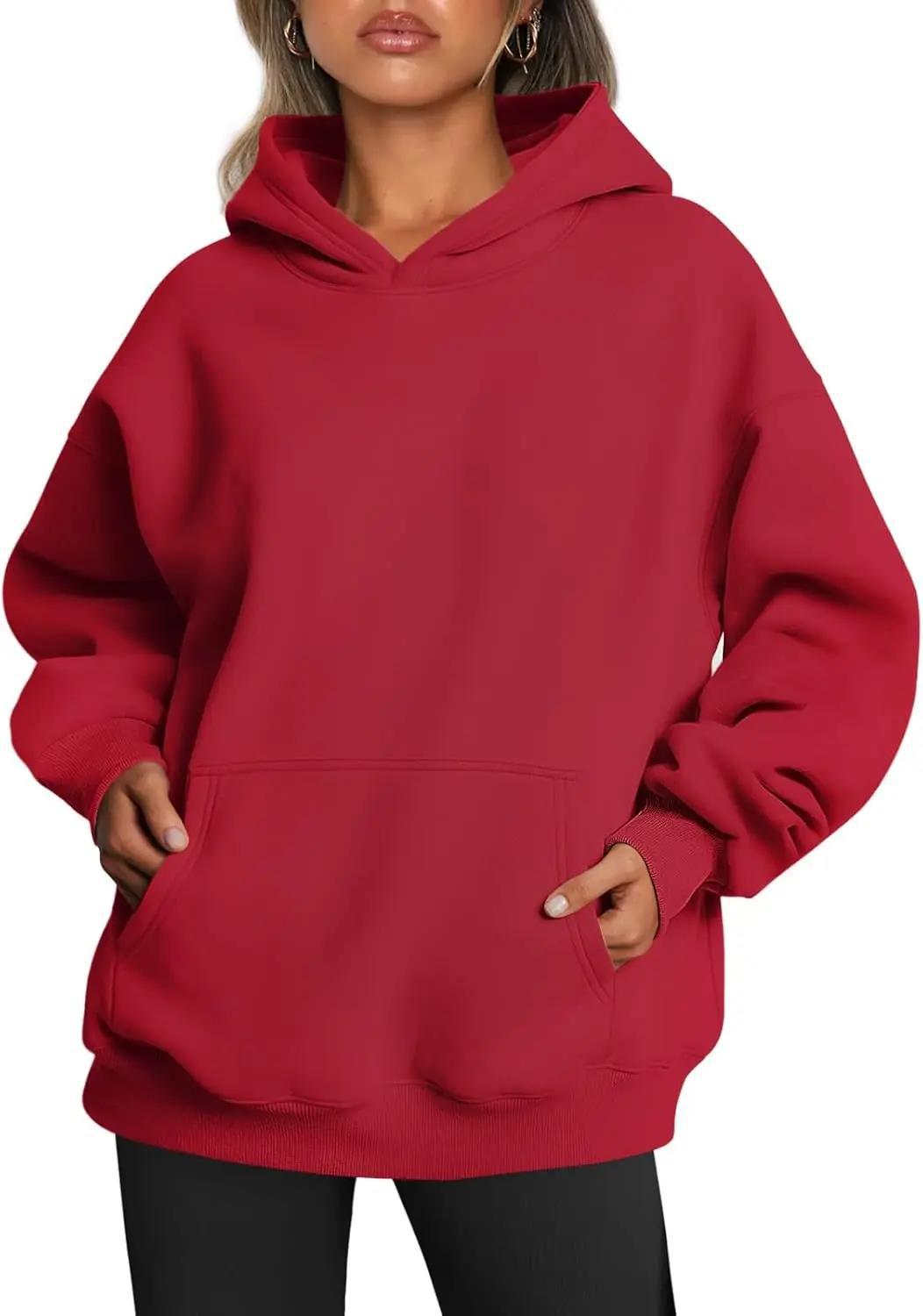 Damen nan oversized Kapuzenpullover mit verlängerter Silhouette und Kängurutasche Drune