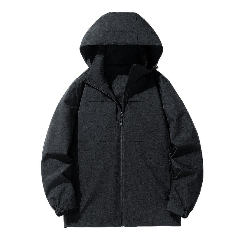 Herren Wasserabweisende Softshell-Outdoorjacke mit Kapuze, atmungsaktivem Netzfutter und verdecktem Reißverschluss Drune