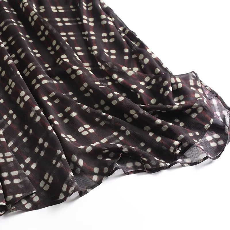 Damen Fließender Maxirock aus Chiffon mit geometrischem Allover‑Print und hoher Taille Drune