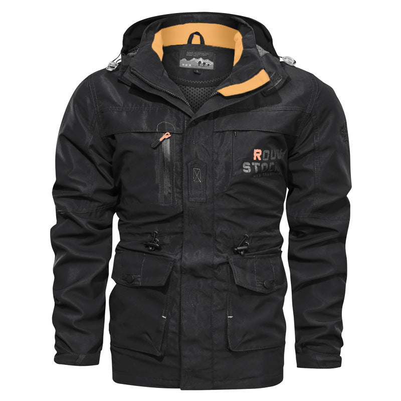 Herren nan robuster Outdoor-Parka mit Kapuze, wasserabweisendem Canvas, verstellbarer Taillierung und multifunktionalen Taschen Drune