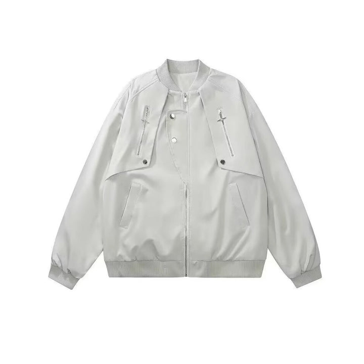 Damen modische Bomberjacke mit funktionalen Reißverschlusstaschen und lockerer Passform Drune
