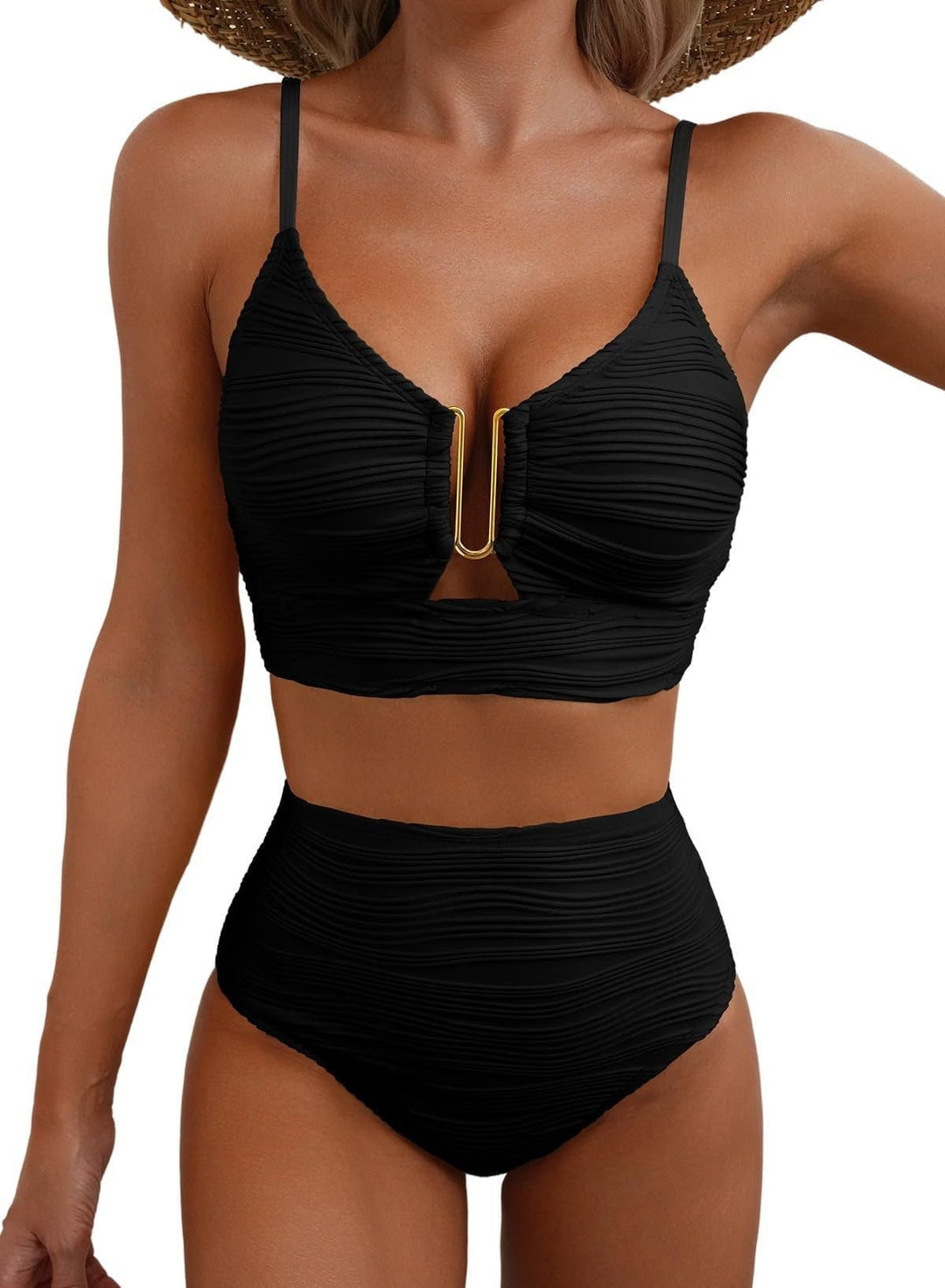 Damen Hochgeschnittener Bikini mit Raffungen Drune