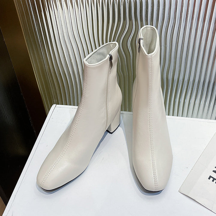 Damen Ankle Boots mit elegantem Blockabsatz und modischem Reißverschluss Drune