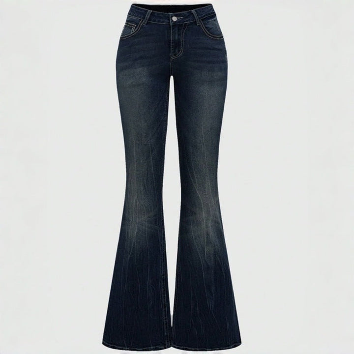 Damen Bootcut Jeans mit aufwendigen Stickereien und hohem Bund Drune