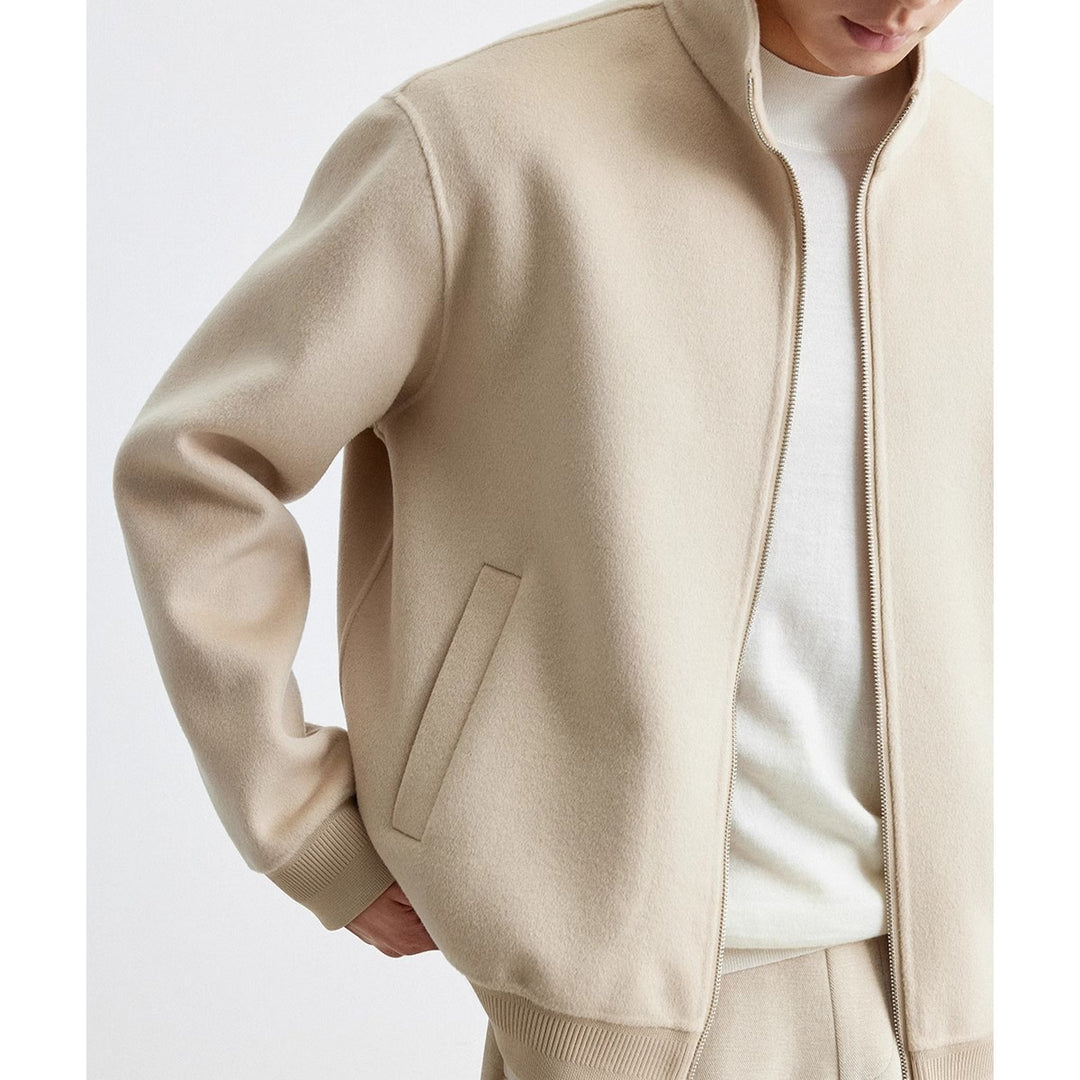 Herren Lässige Wollmix-Zipjacke mit Stehkragen und Rippbündchen Drune