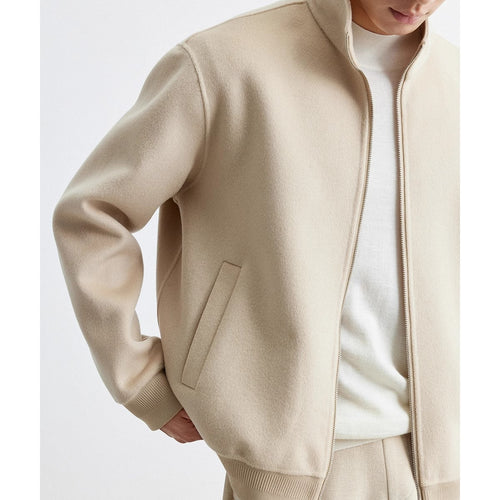 Herren Lässige Wollmix-Zipjacke mit Stehkragen und Rippbündchen Drune