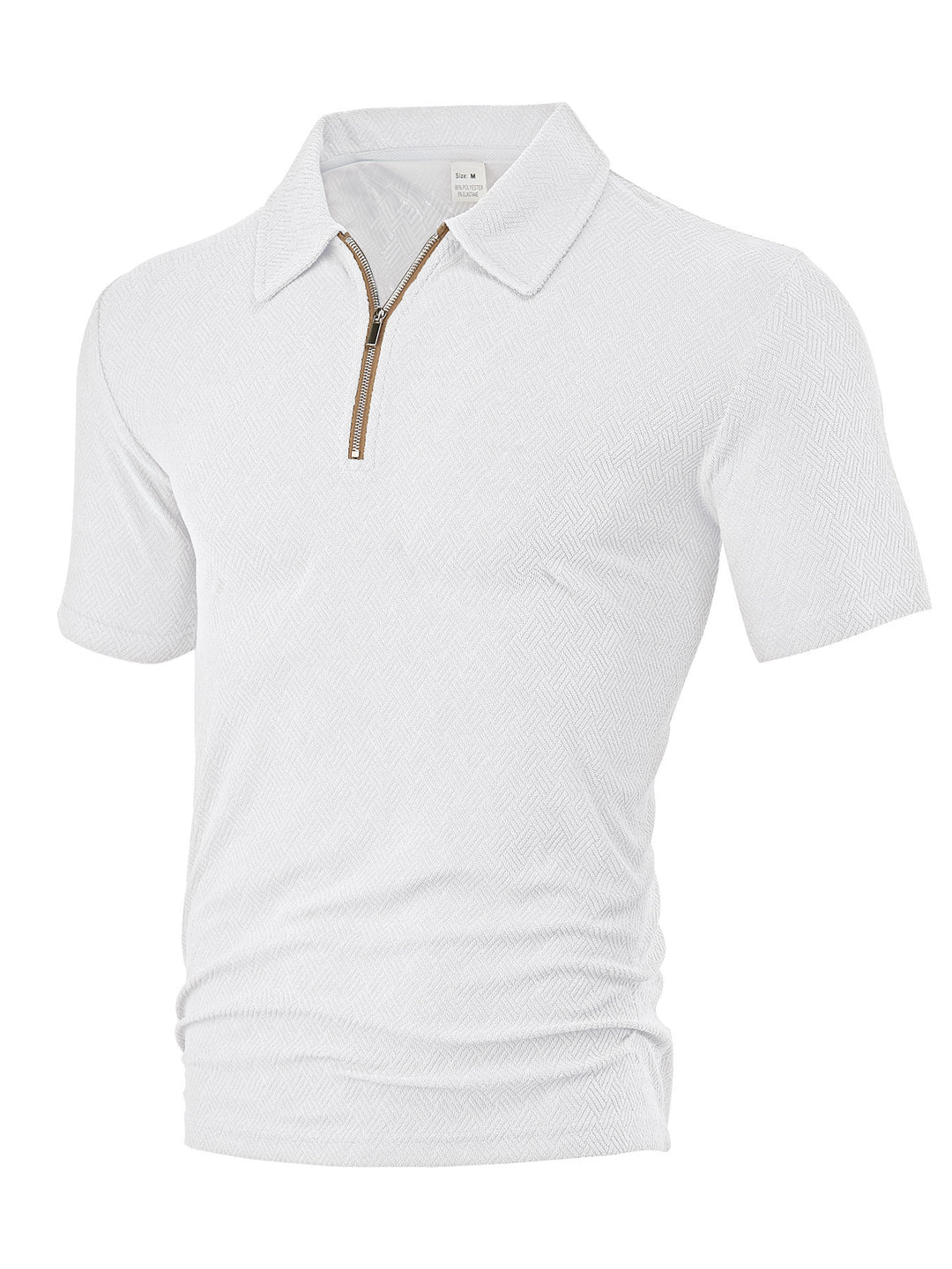 Herren nan schmal geschnittenes Halbzip-Polo mit feiner Fischgrät-Jacquardstruktur Drune