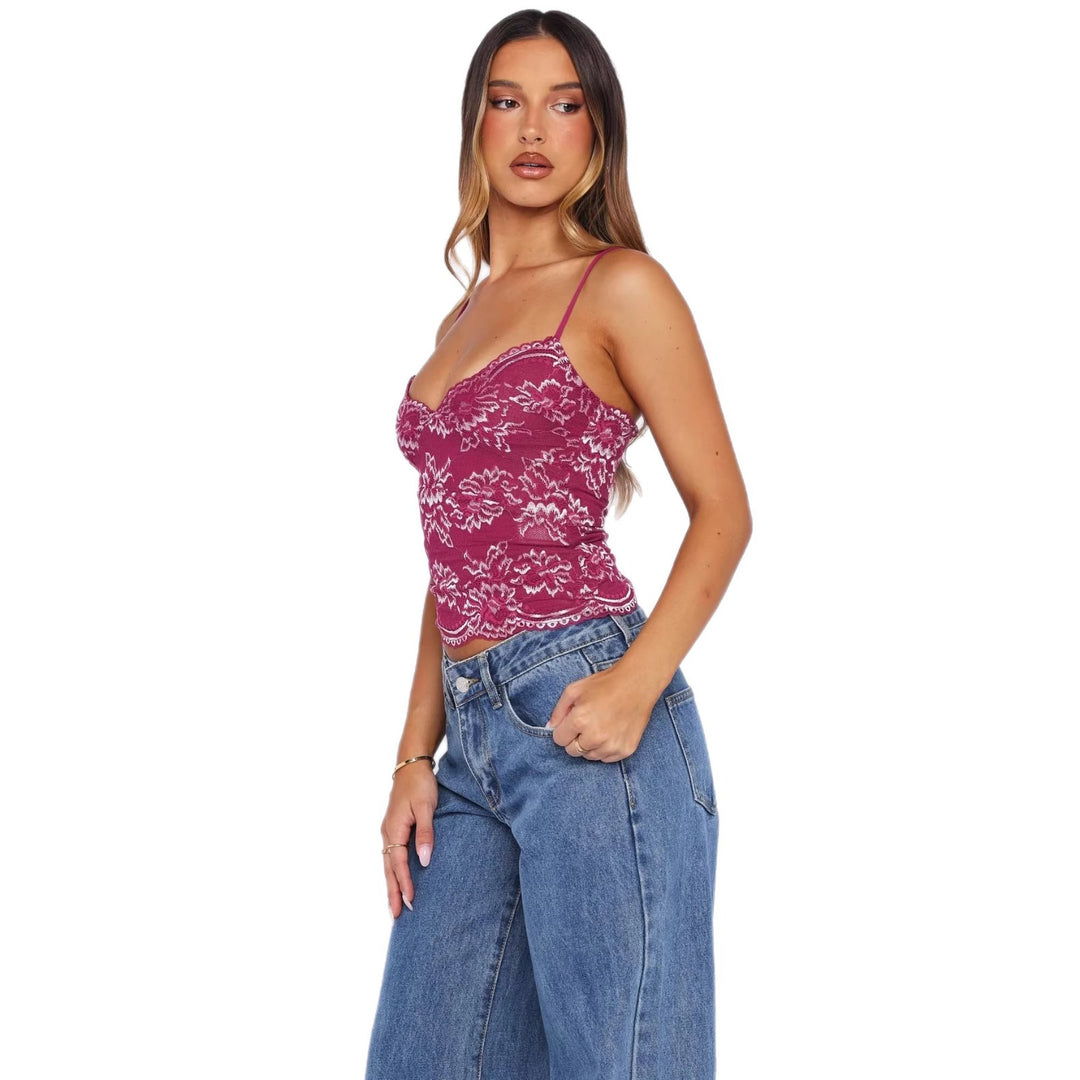 Damen Spitzen-Cami-Top mit zarten Trägern und eleganten Details Drune