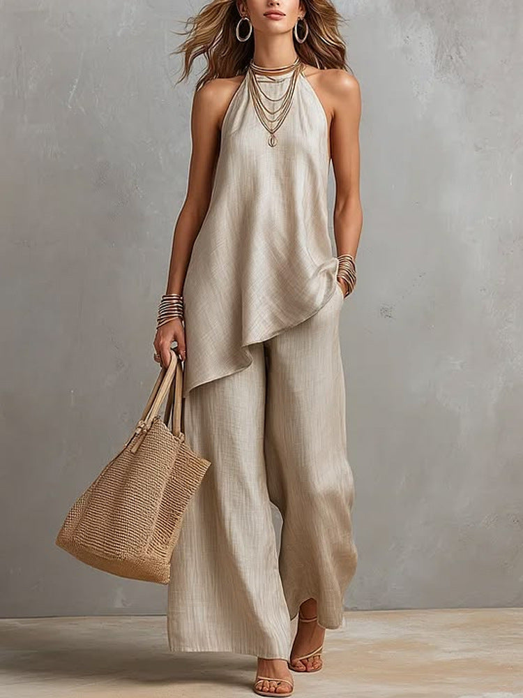 Damen luftiger Jumpsuit mit asymmetrischem Schnitt Drune