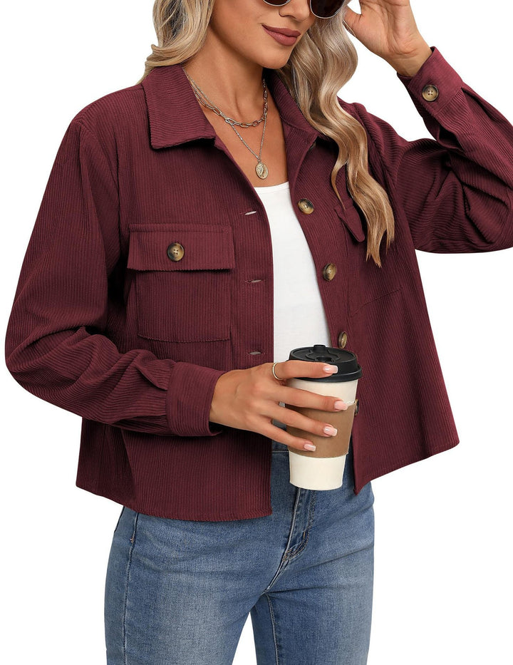 Damen Cordjacke mit zwei Brusttaschen Drune