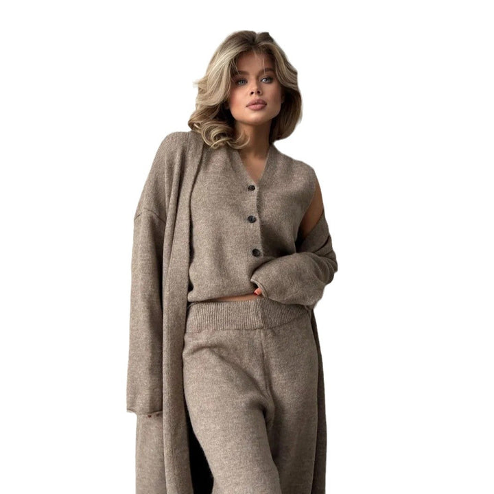 Damen Loungewear-Set mit beeindruckendem Cardigan und weitem Hosenstil Drune