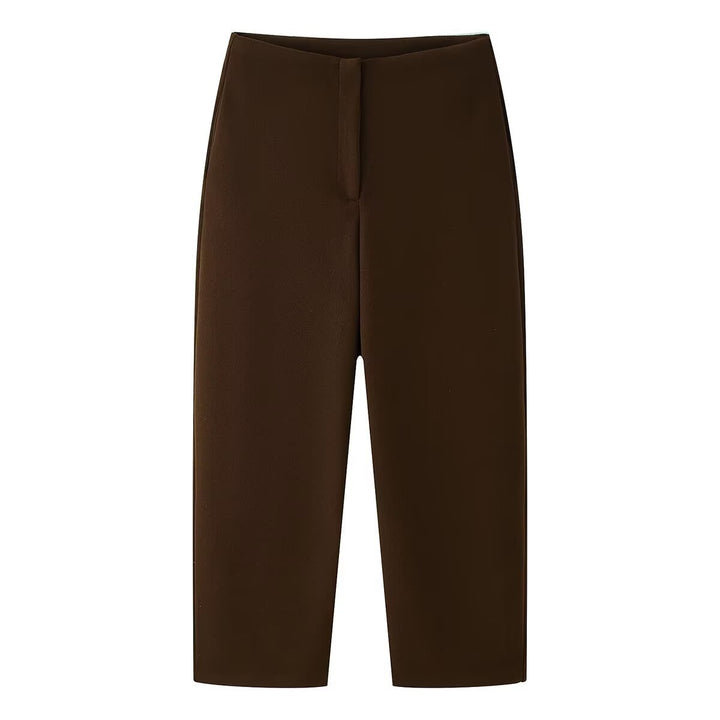 Damen Weite Cropped-Hose mit hoher Taille und elastischem Bund Drune