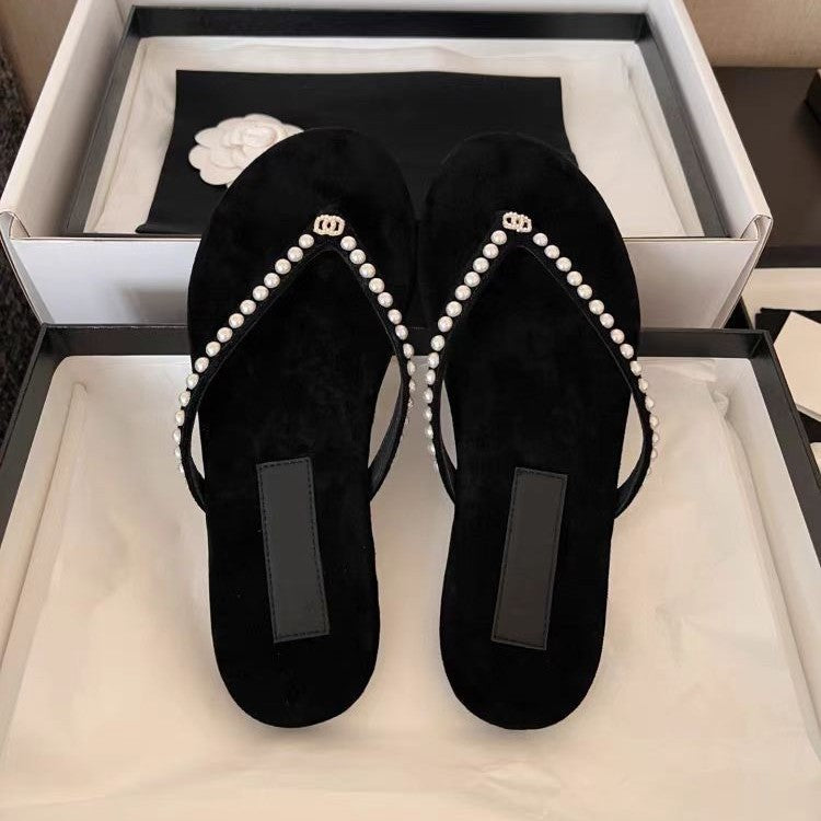 Damen Elegante und luxuriöse Perlensandalen Drune