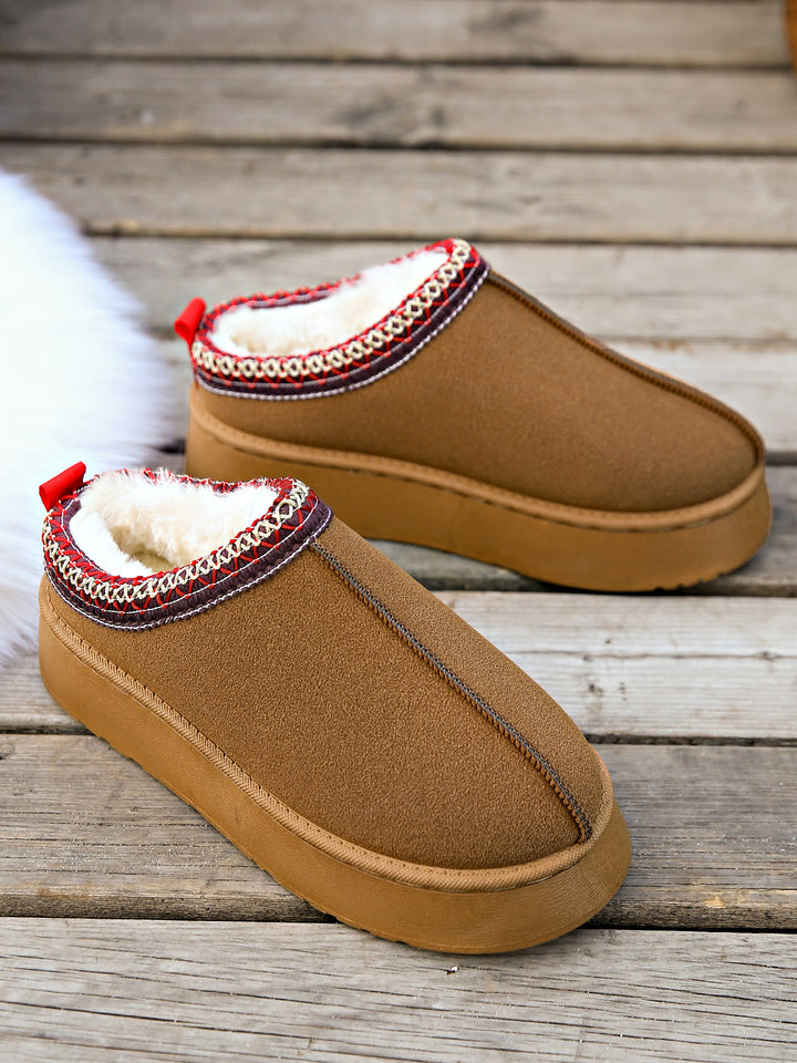 Damen Gefütterte Hausschuhe-Mules mit Teddyfutter und dekorativem Strickbesatz Drune