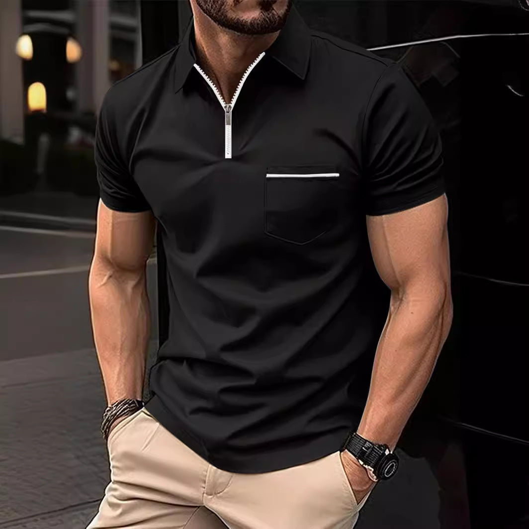 Herren Polohemd mit modernem Kurzreißverschluss und Brusttasche Drune