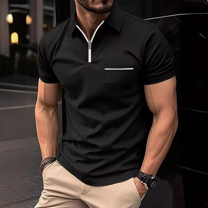 Herren Polohemd mit modernem Kurzreißverschluss und Brusttasche Drune