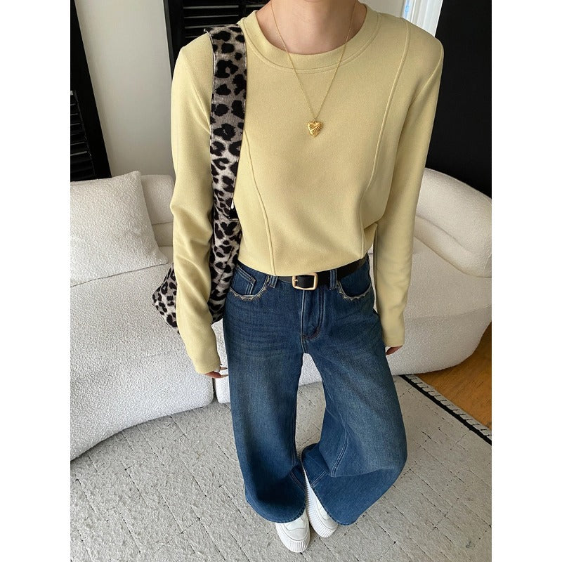 Damen gestrickter Pullover mit dekorativem Schal Drune