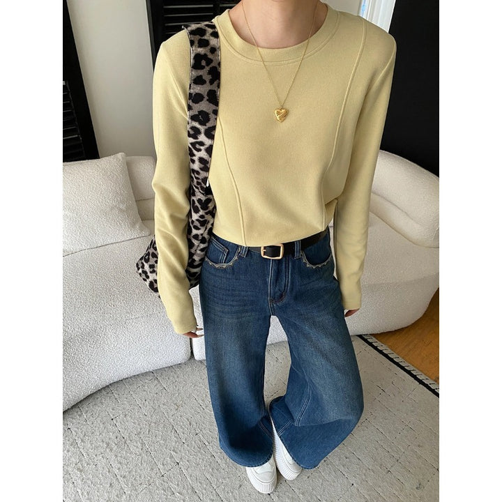 Damen gestrickter Pullover mit dekorativem Schal Drune