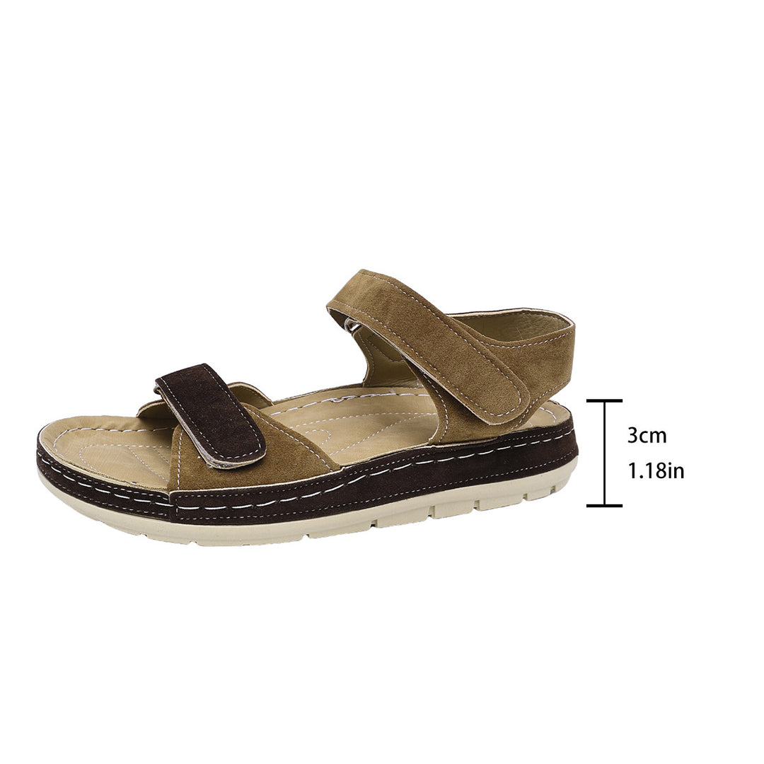 Damen Bequeme Velours‑Riemen Sandalen mit verstellbaren Klettverschlüssen und gepolsterter Plateau‑Sohle Drune