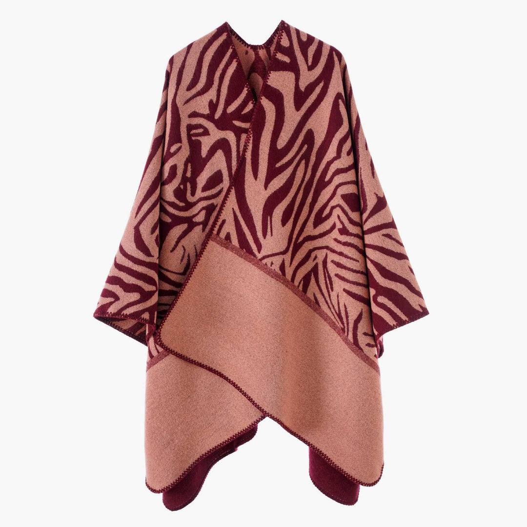 Damen Oversize-Jacquard-Wickelcape aus feinem Strick Drune