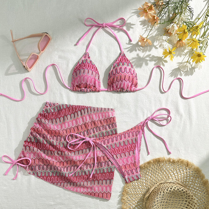 Damen Triangel-Bikini-Set mit verspieltem Wickelrock Drune
