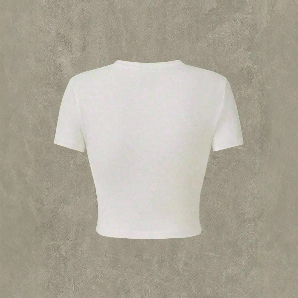 Damen Crop-T-Shirt mit verspieltem Katzenmotiv und Cowboy-Design Drune